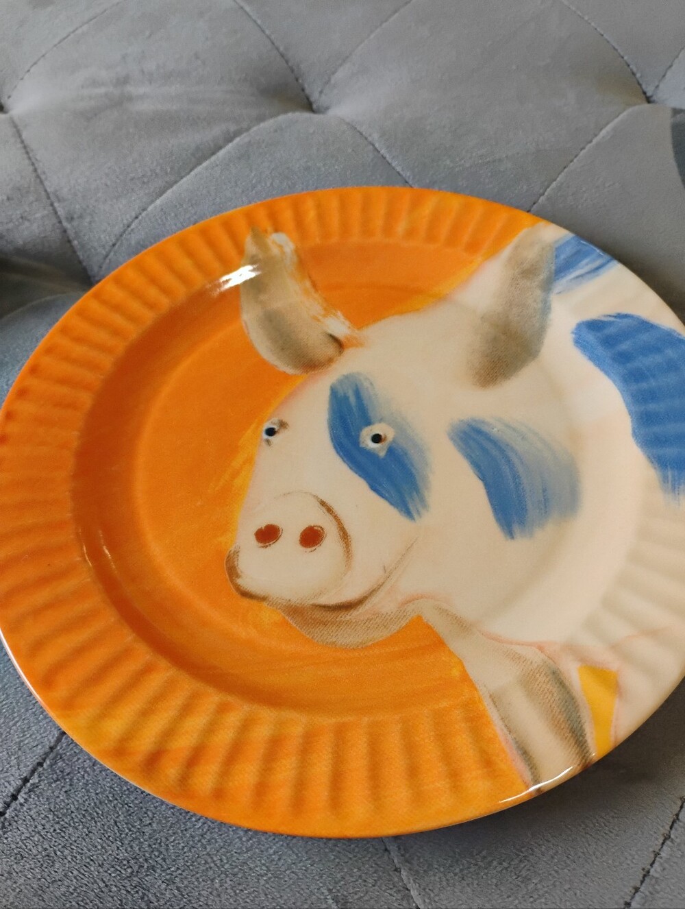 Anthropologie Holly Frean The Farm Number Four Pig Salad Plate 8.5 Inch